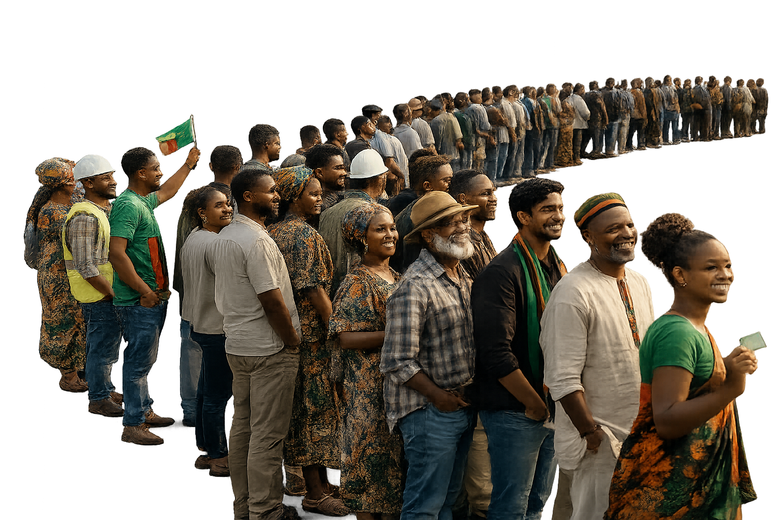 A long line of Zambian voters waiting to cast their ballots